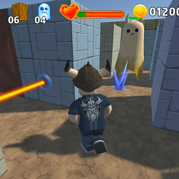 Погрузись в лабиринты Бомбермена в полном 3D! Атакуй привидения, взрывай лутбоксы, собирай бонусы, монеты и покупай на них апгрейды!