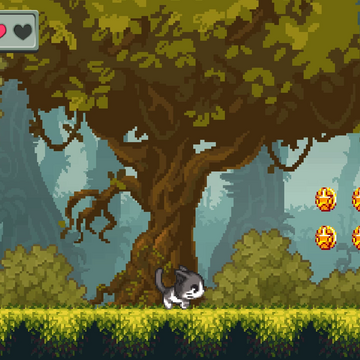 Милая игра про кошку, которая путешествует по самым разным местам "кошачьего" королевства и спасает котят, попавших в ловушки.