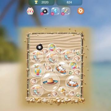 Нет ничего приятнее, чем понежиться на солнце у моря!  Соединяйте шарики с разными вещами внутри и дойдите до самолета! Используйте интеллект и тактику, чтобы поле не заполнилось до верхнего края.
Играйте и в отпуске, и в предвкушении его!