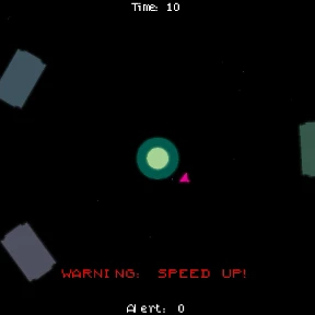 Выживи в орбитальном хаосе! Управляй своим треугольником, уклоняйся от летящих препятствий и адаптируйся к искажающим реальность дебаффам в этой динамичной геометрической аркаде на выживание!