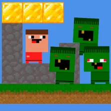 Нубики строят защиту против зомби на Пикабу Игры