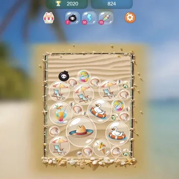 Нет ничего приятнее, чем понежиться на солнце у моря!  Соединяйте шарики с разными вещами внутри и дойдите до самолета! Используйте интеллект и тактику, чтобы поле не заполнилось до верхнего края.
Играйте и в отпуске, и в предвкушении его!