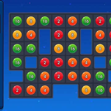 Захватывающая и увлекательная игра-головоломка, соединяй шарики с совпадающими номерами и расширяй цепочку большими числами.