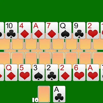 Необычный пасьянс, убирать можно только открытые карты по значению рядом с той, что в стопке сброса.