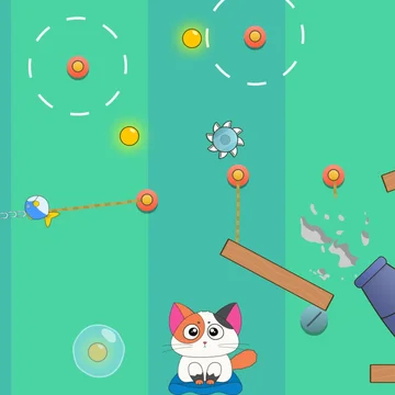 Очаровательный котик просит его покормить. Помогите ему! Все, что вам потребуется — разрезать веревку и достать рыбку. Но не так все просто. С каждым уровнем сложность возрастает, а препятствия становятся все изощреннее. Играйте бесплатно без регистрации в режиме онлайн. Решите головоломку, чтобы накормить милого питомца прямо сейчас! 