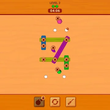 Болты и гайки - это головоломка, в которой вам нужно откручивать болты с досок! Ваша задача - выбрать правильный болт для откручивания, чтобы вы могли открутить все доски! Соревнуйтесь с друзьями и коллегами!