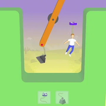 Доведите человека до финиша. Используйте веревки, пропеллеры, динамит, пружины и все законы физики. Будьте осторожны, чтобы не навредить мужчине. Отличные летающие пропеллеры на веревках!