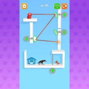 Все, кто любит домашних животных, встречайте яркую логическую головоломку! В этом кошачьем приключение тебя ждет увлекательная история доброго котика, спасающего свою маму-кошку!
