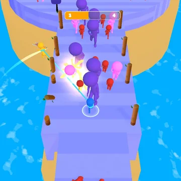 Яркий раннер, где вам нужно сбивать толпы врагов, раскручиваю своего персонажа.  