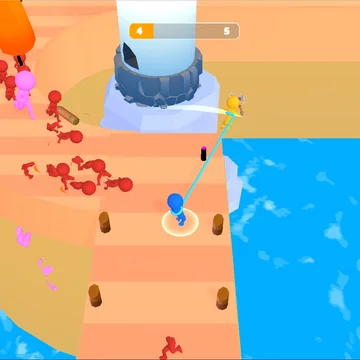 Яркий раннер, где вам нужно сбивать толпы врагов, раскручиваю своего персонажа.  