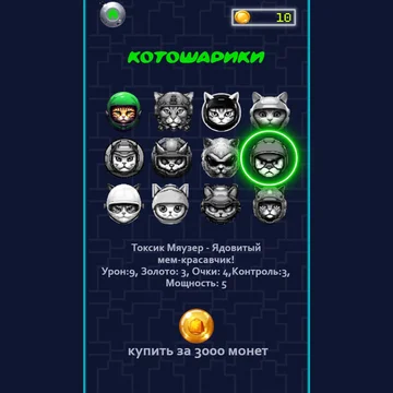 Аркада с котошарами и мемными боссами! Отбивай мяч, побеждай брейнроут-звёзд, собирай золото в трендовом стиле 2025!