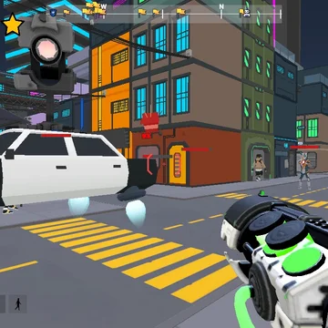 Шутер от первого лица в стиле киберпанк с сюжетом и миссиями.