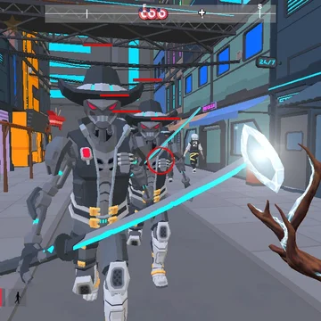 Шутер от первого лица в стиле киберпанк с сюжетом и миссиями.