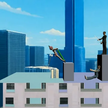 Безумная аркадная игра, где вы будете постоянно бороться за свою жизнь прыгая по крышам при помощи пого-стика как в Happy Wheels