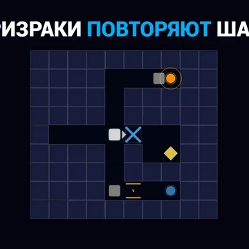 Головоломка с петлями времени: призраки прошлых циклов автоматически повторяют твои ходы. Используй их, чтобы нажимать кнопки, открывать проходы и помогать выбраться.