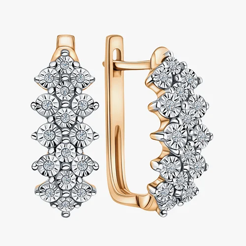 Золотые серьги с бриллиантами природными