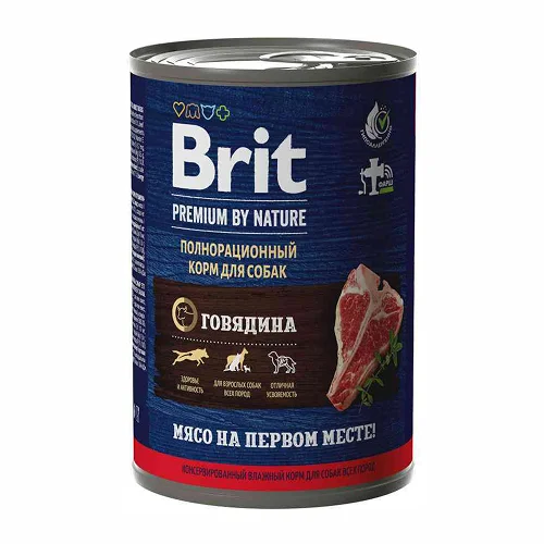  Влажный корм Brit Premium By Nature говядина, 410г