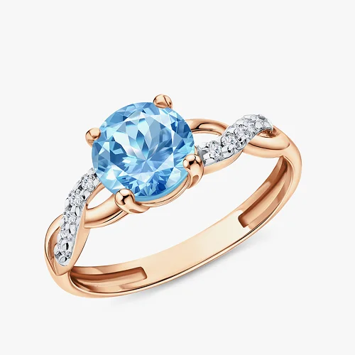 Золотое кольцо с бриллиантами и топазами